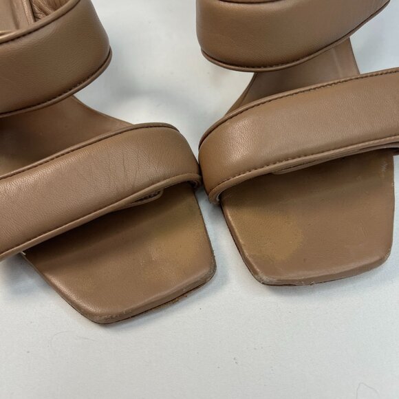Gia Borghini Pernille Teisbaek Two-Band Puffy Slide Sandals Tan Leather 39.5 - Picture 8 of 16
